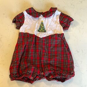 Embroidered Christmas Tree Plaid Coveralls